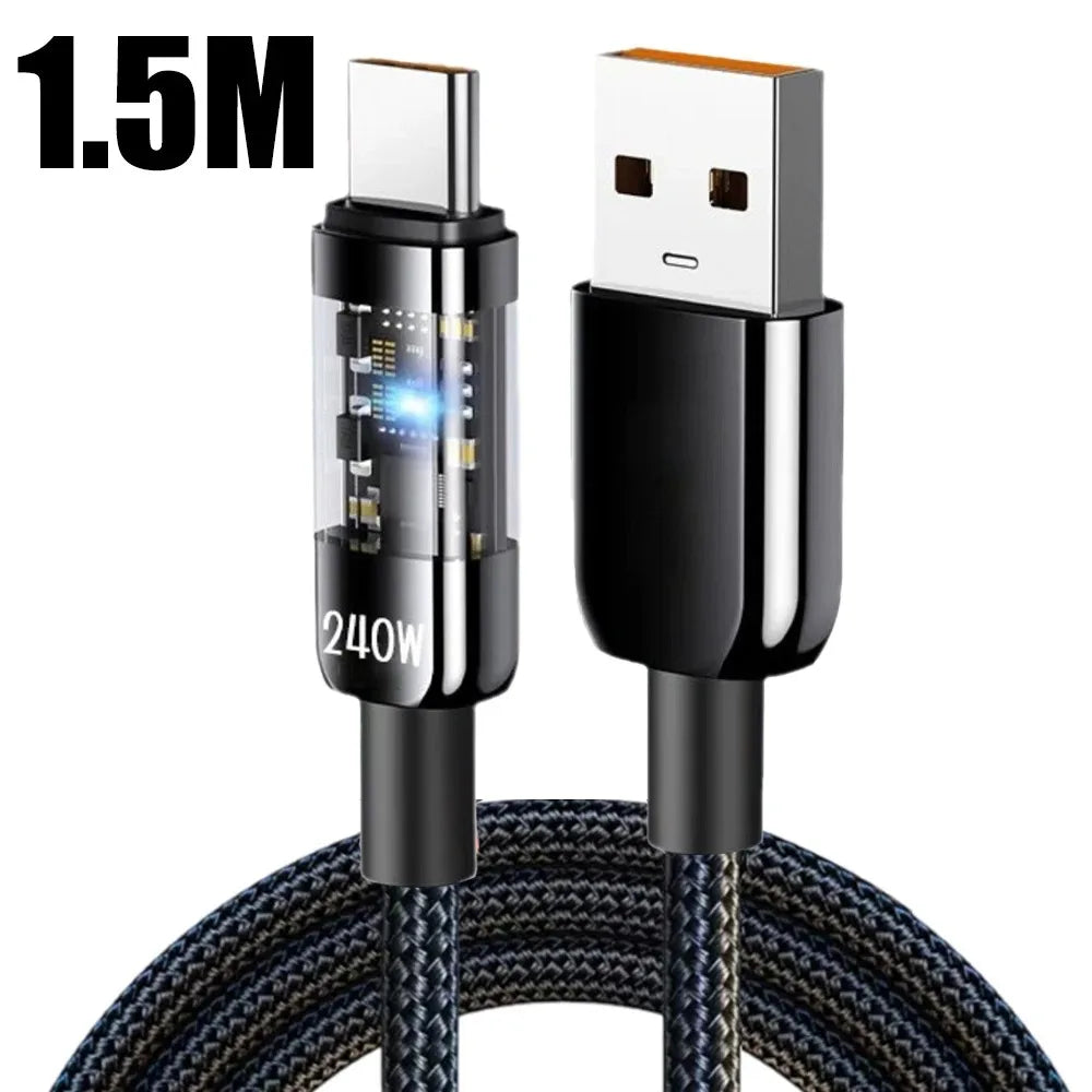 240W Super Fast USB A To Type C Cable USB C Charge For Xiaomi Huawei Samsung Mobile Phone Quick PD Cable Adapt For iPhone 15/16