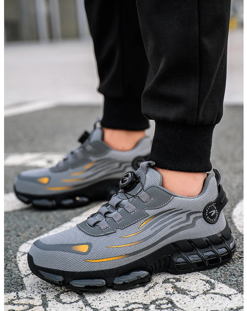 Rotary Buckle Work Safety Shoes For Men and Women Air Soft Sole Lightweight Protective Work Sneakers Men Breathable Boots