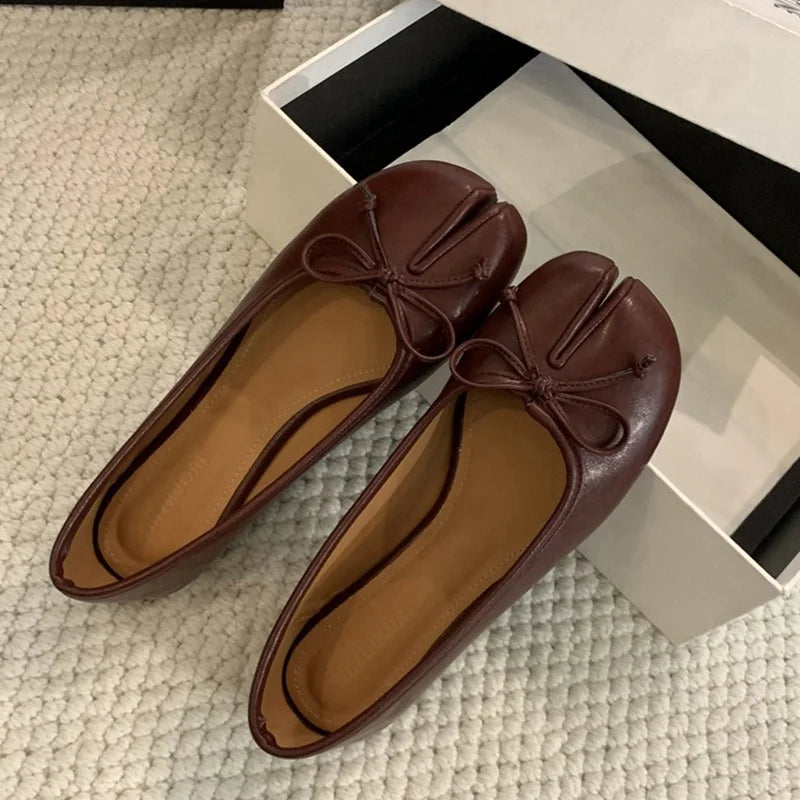 New Brand Women Flats Soft Ballet Shoes Slip On Loafers Soft Moccasins Tabi Ninja Casual Shoes Mujer Ladies Shoes Bow Knot Mujer