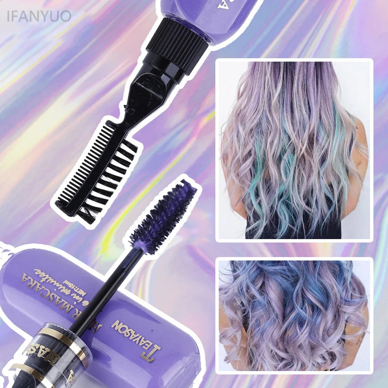 13 Colors One-off Hairs Color Disposable Hair Coloured Mascara Beauty Tool Washable Non-toxic DIY Hair Wax Blue Grey Purple