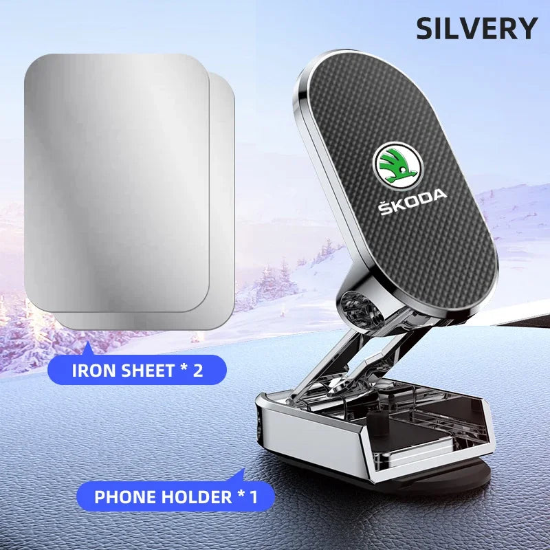 Magnetic Car Phone Holder Foldable Phone Stand For Skoda Octavia MK2 MK1 2 3 A5 A7 A8 Fabia Karoq Superb Rapid Kamiq Scala