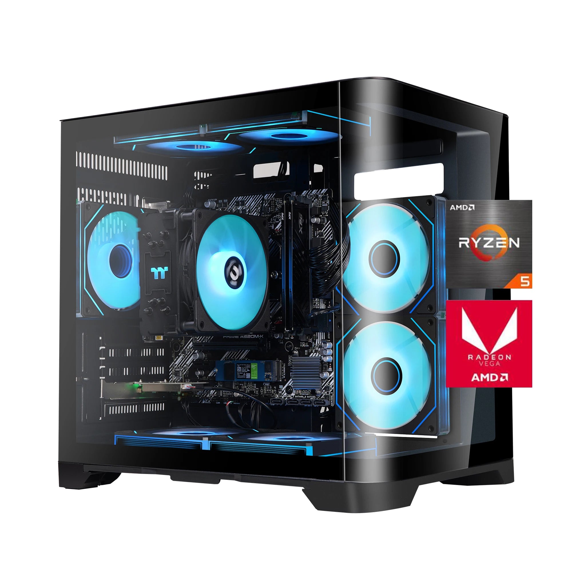 YEAH MAGIC Gaming Desktop — AMD Ryzen 5 5600GT, 16GB DDR4, 1TB NVMe SSD, ARGB 7-Fan Cooling, Windows 11 Home