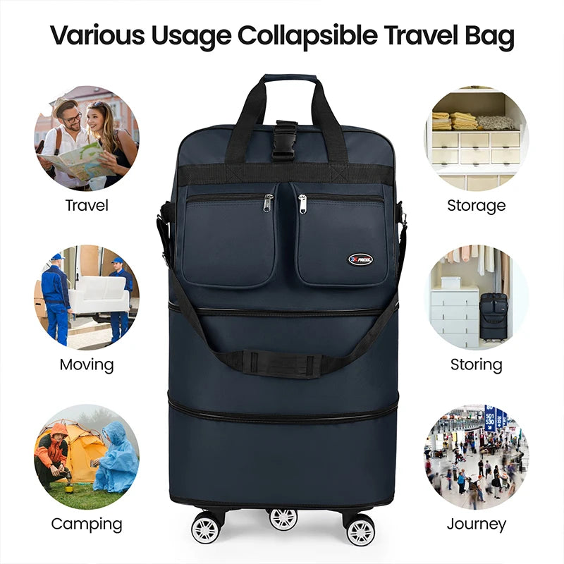 30/36/40 Inch Foldable Expandable Suitcase Bag Water-resistant Large Capacity Rolling Travel Luggage Bag For Moving Storage