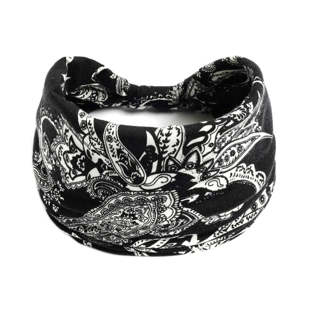 Boho Wide Knot Floral Cotton Headband | Stretch Turban Hair Scarf for Women