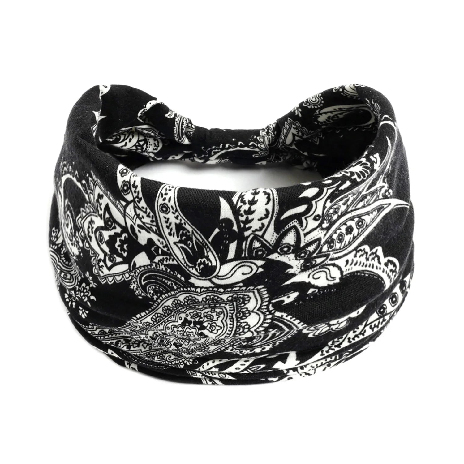 Boho Wide Knot Floral Cotton Headband | Stretch Turban Hair Scarf for Women