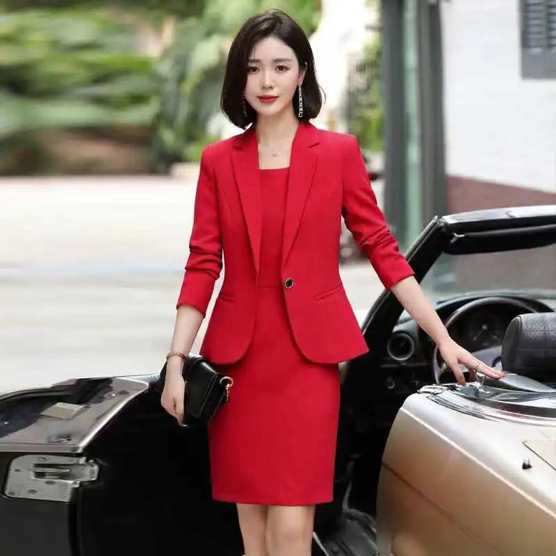 plus Size Profional Suit Set Dr Autumn Outerwear High Waist Slim Fit Two Piece Korean Sle Commute Faion Ensemble