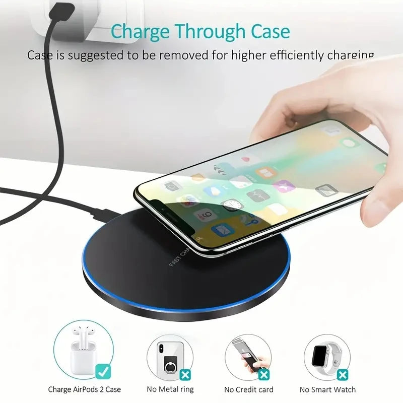VIKEFON 30W Fast Wireless Charger Pad (Type-C, LED Indicator)