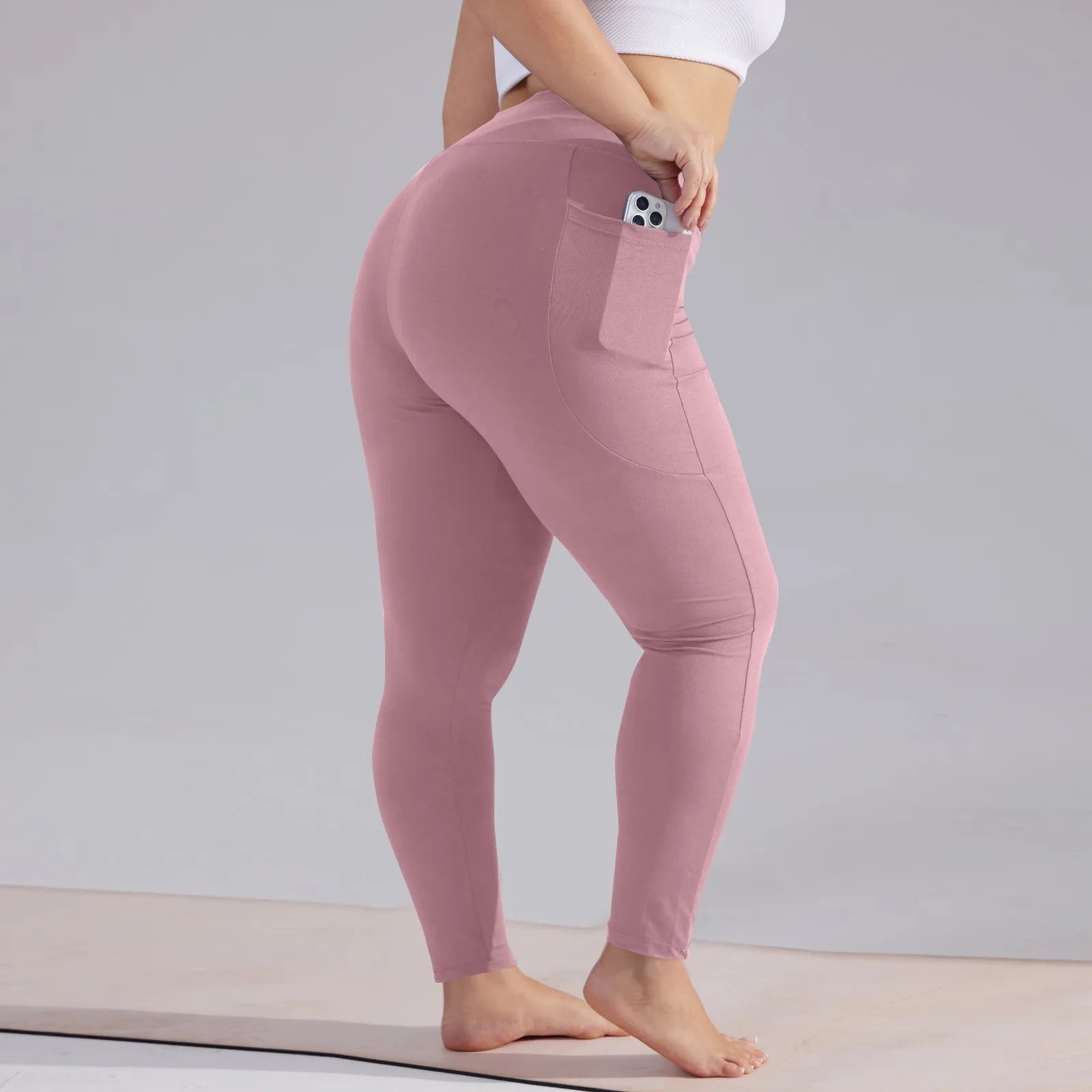 Plus Size Women’s High-Waisted Yoga Pants with Pockets – Hip Lift Athletic Leggings
