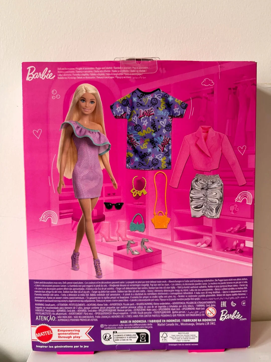 Barbie Glamorous Sparkling Wardrobe Gift Set | Fashion Doll with Outfits & Jewelry Accessories