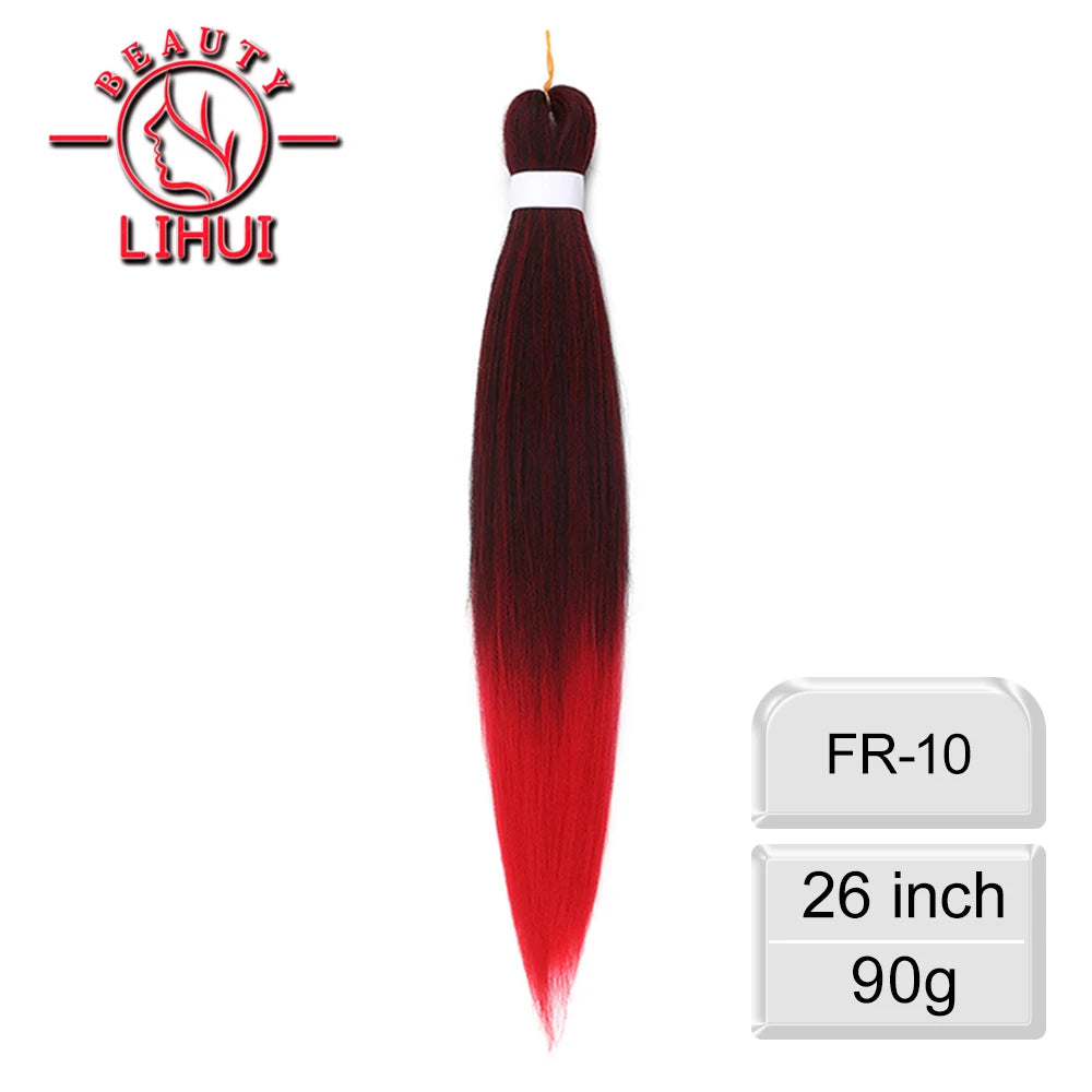 LIHUI Pre-Stretched Jumbo Braids — 26" 90 g Synthetic (Red/Pink, Frosted Colors)