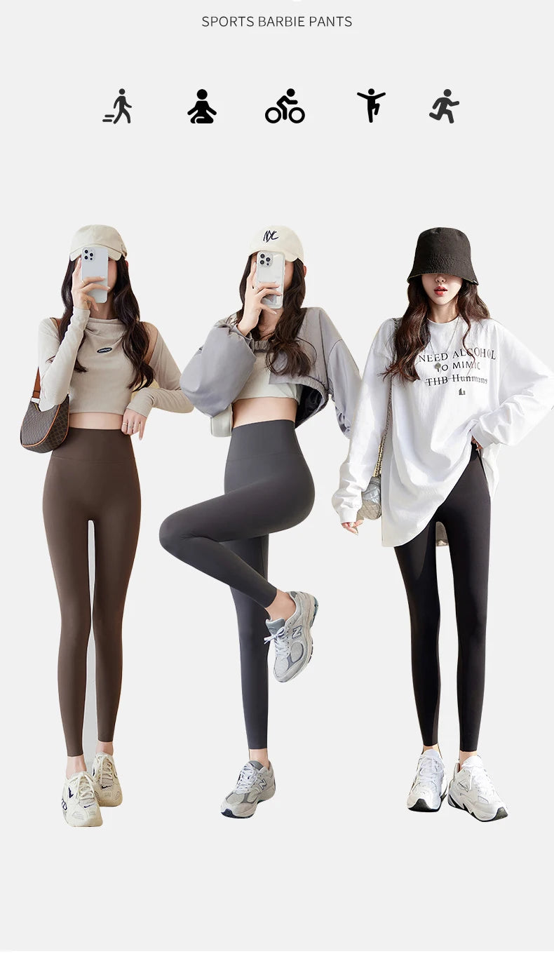 BIVIGAOS Nude-Feel Seamless Sharkskin Leggings