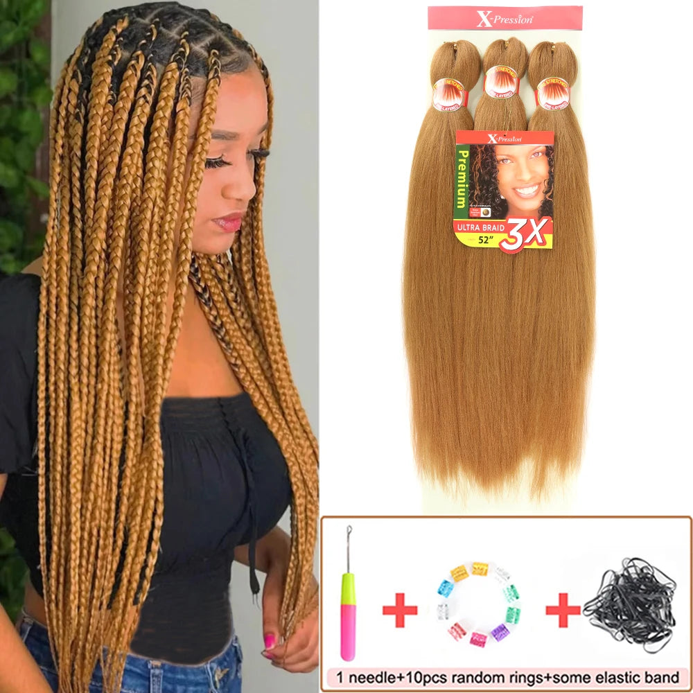 Braiding Hair Pre Stretched 26 Inch 3 Packs Yaki Braiding Hair For Braids Hot Water Setting Synthetic Crochet Hair Extensions