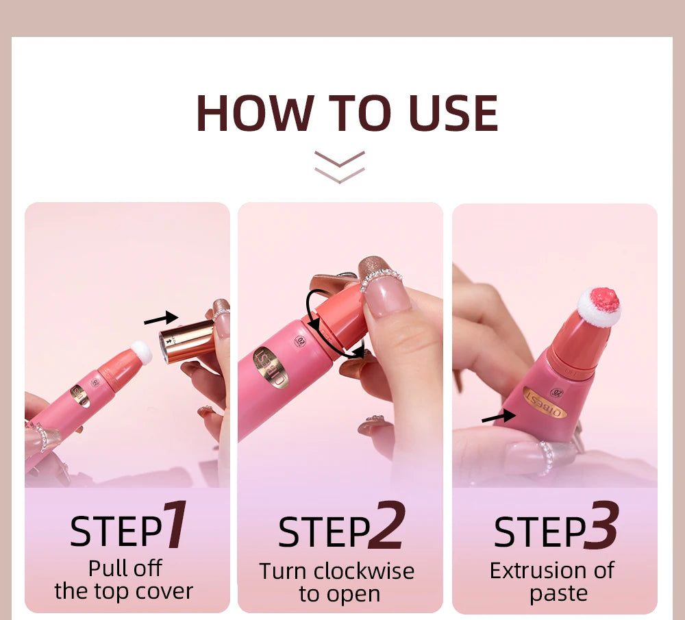 QIBEST Cushion-Applicator Liquid Blush (Waterproof, Soft-Matte)