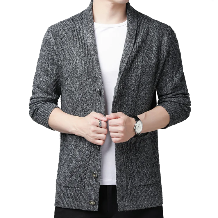 New Men's Knitted Cardigan, Youth Lapels Long Sleeve Coat, Men's Sweater Casual, Camel Black Gray Warm Sweater