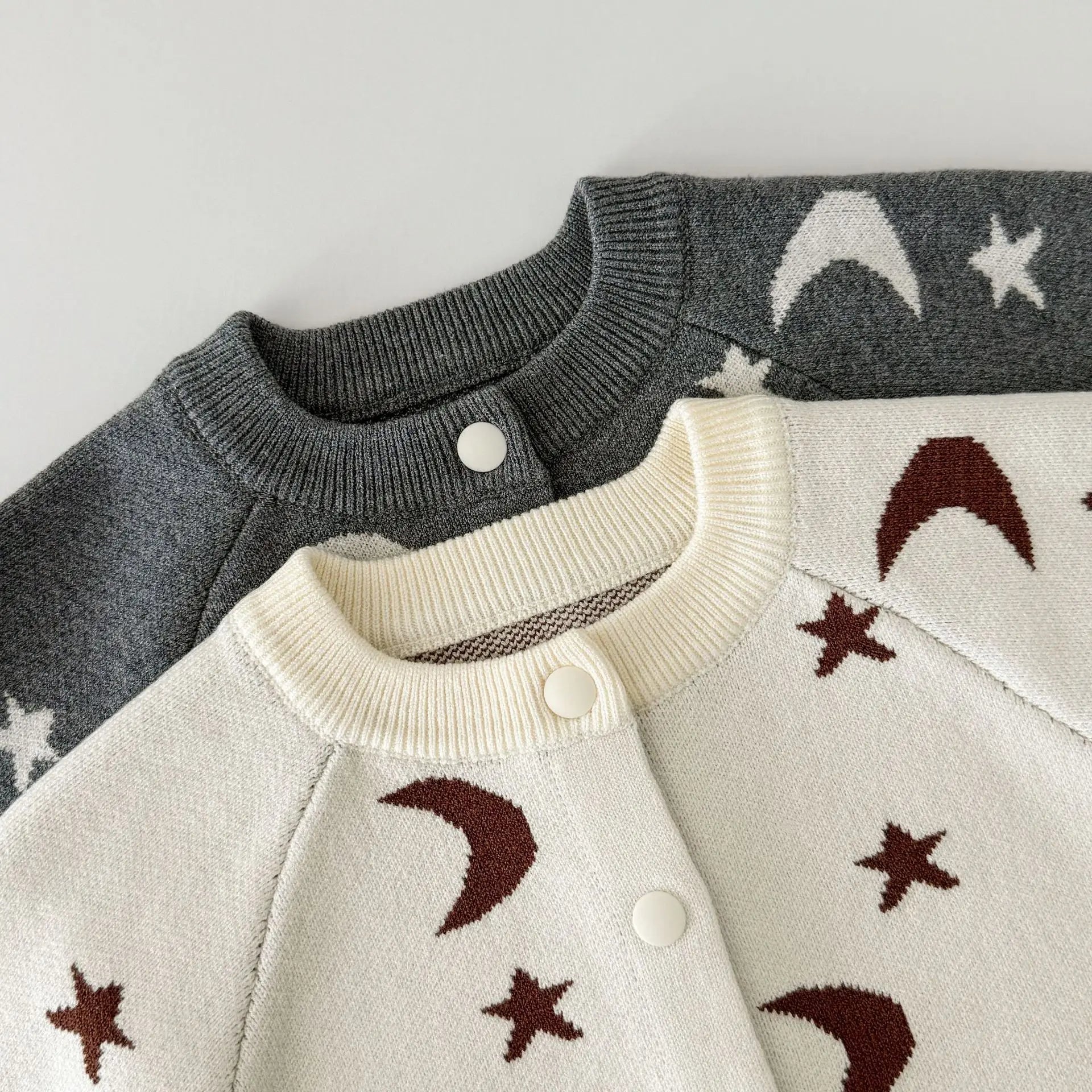 2026 Spring New Baby Clothing Single Breast Moon Print Girls Sweaters Option Knit Overalls  Baby Girls Knitwear