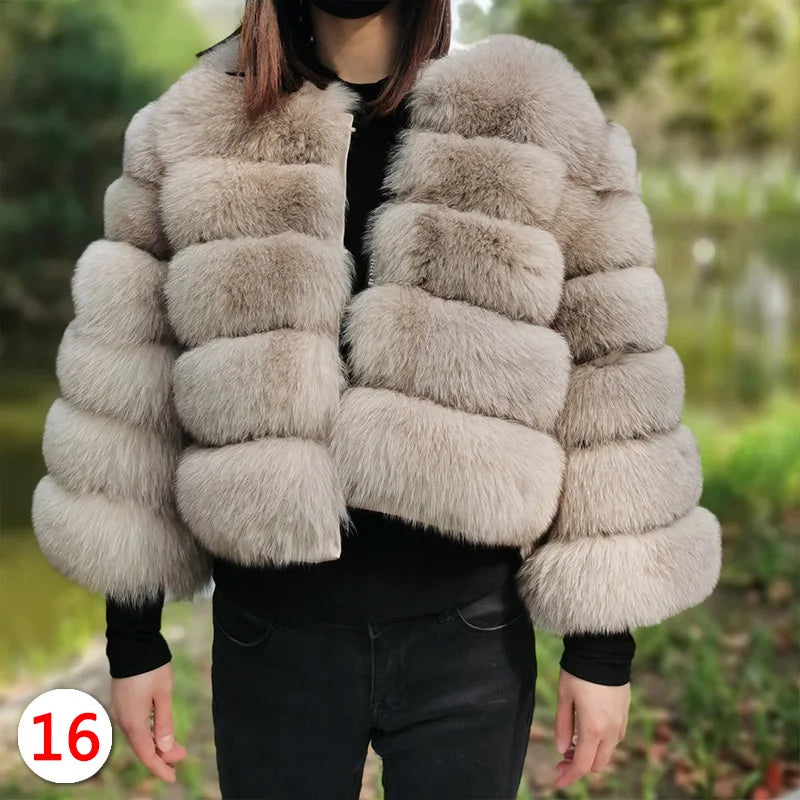 2025 MAOMAOKONG Natural Real Fox Fur Coat Women's Jackets Winter Furry Vest Luxury Beige Khaki Short Leather Female Clothing