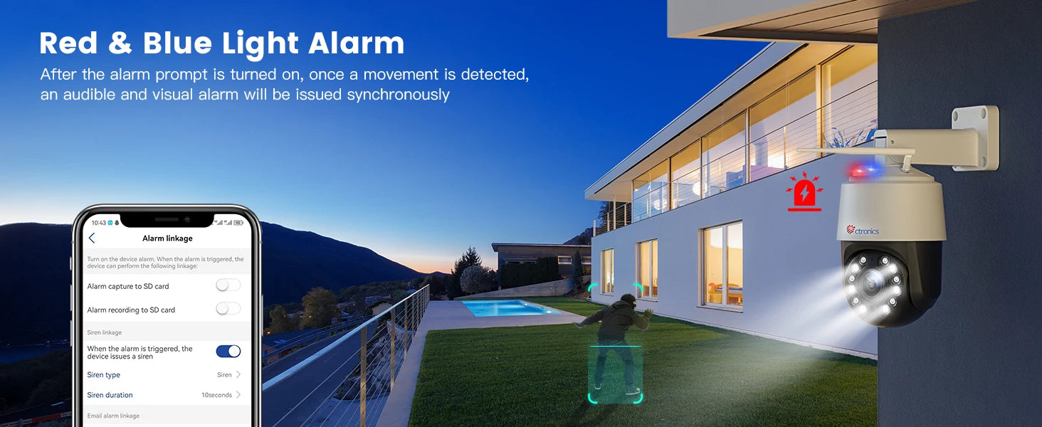 Ctronics Real 4K 8MP Surveillance Camera WiFi 5G Outdoor 360 16X 5X Optical Zoom Security Camera UHD Night Vision Auto Tracking