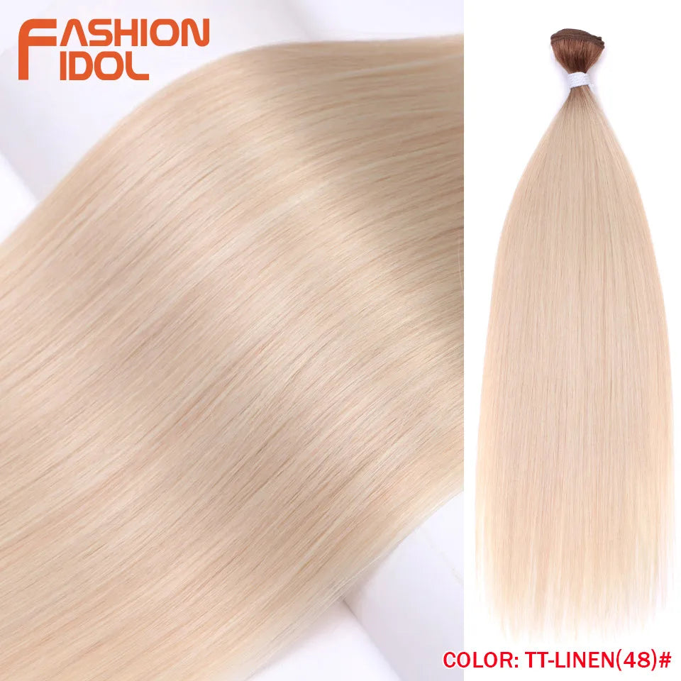 Bone Straight Hair Extensions Ombre Blonde Hair Bundles Super Long Hair Synthetic 24 Inch Straight Hair Full to End FASHION IDOL
