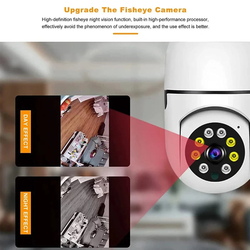 8MP E27 Bulb Surveillance Camera Wifi IP PTZ CCTV Camera 10X Zoom Color Night Vision Human Tracking Security Baby Monitor Cam