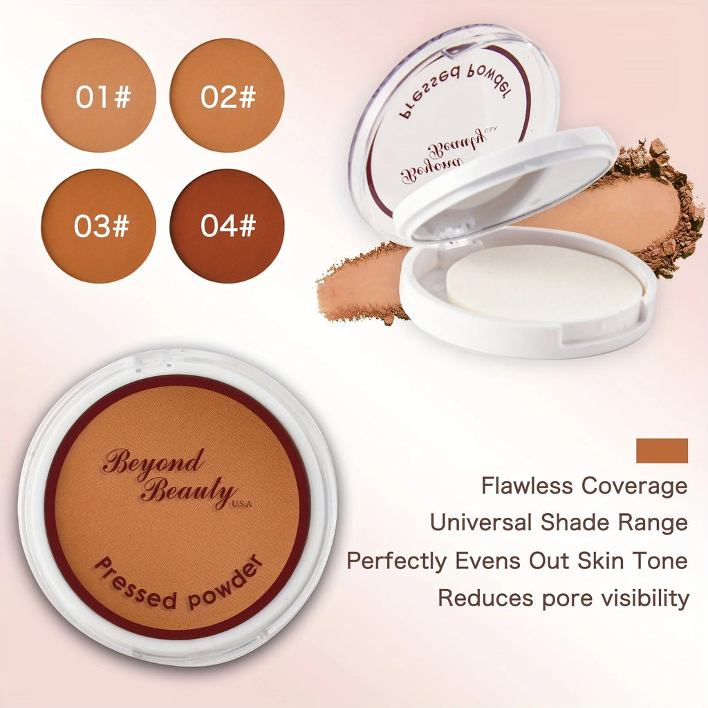 Wheat Bronzing Powder for Dark Skin, Matte Finish, Sweatproof & Oil Dark Foundation Concealer, Powder Puff And Mirror