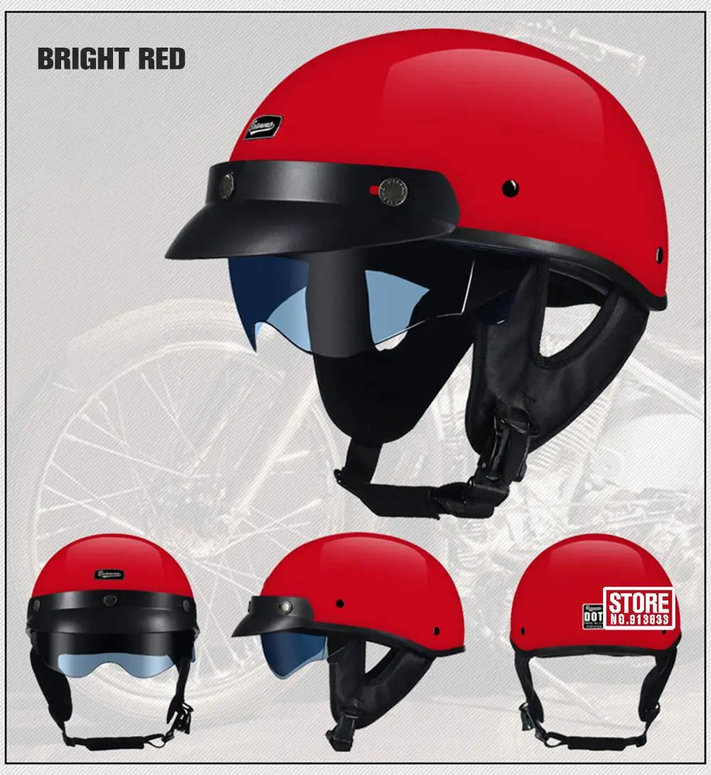 HEROBIKER Retro Half Motorcycle Helmet (DOT, HD Visor)