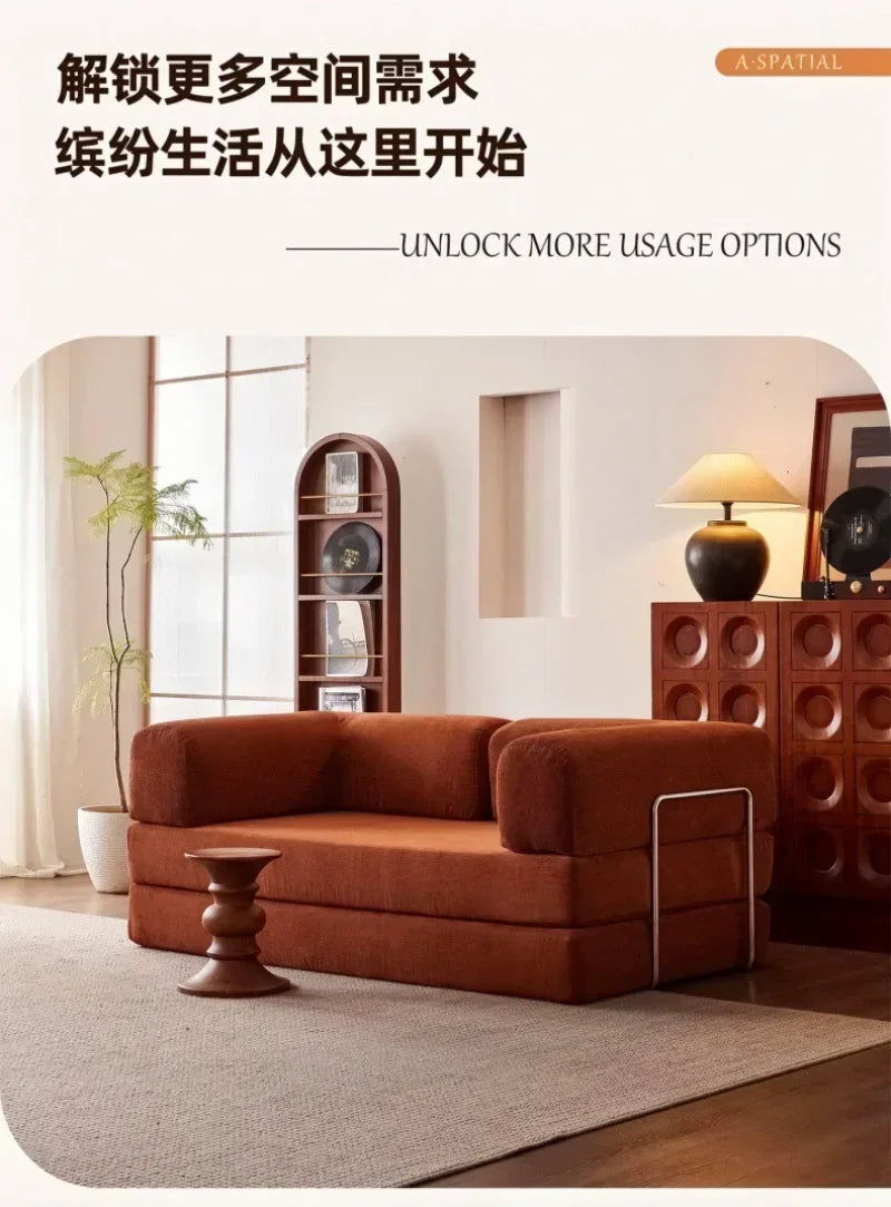 2025 New Elegant Italian Compressed Sofa Minimalist Retro Corduroy Sofa Bed Foldable Washable Customizable for Living Room