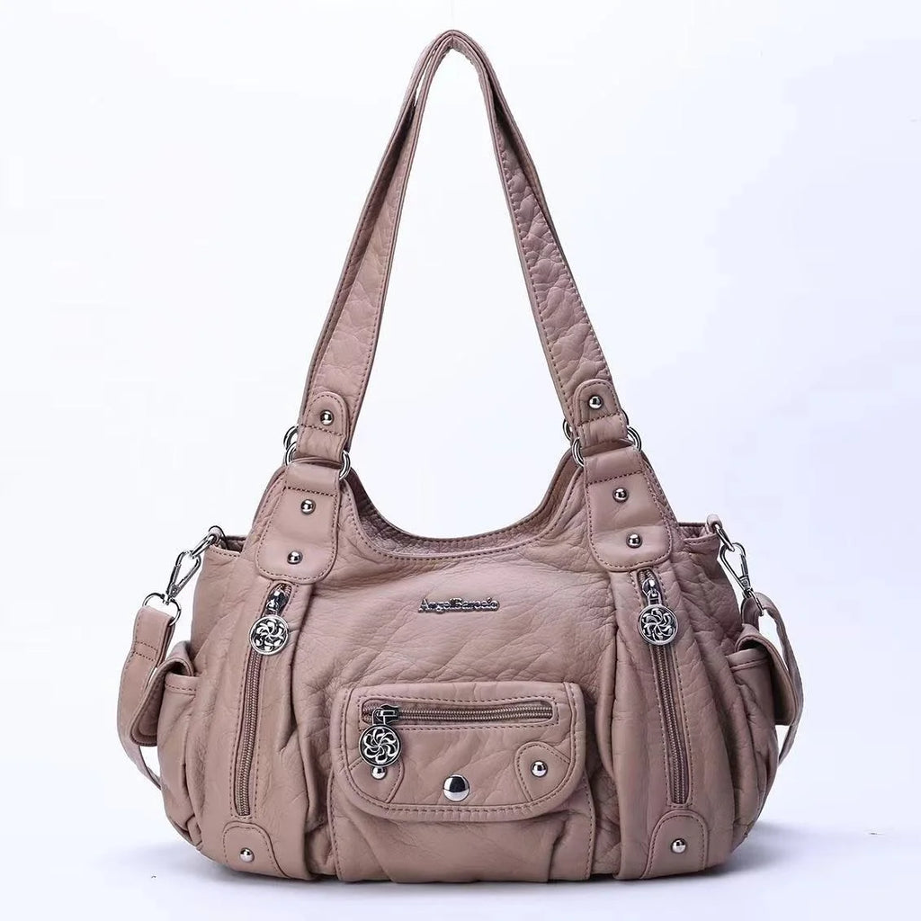 Women Handbags Satchel Top-handle Handbag Small PU Shoulder Bag 12.5”x4.4” Dumpling Pack Multi-pockets Shoulder Bags