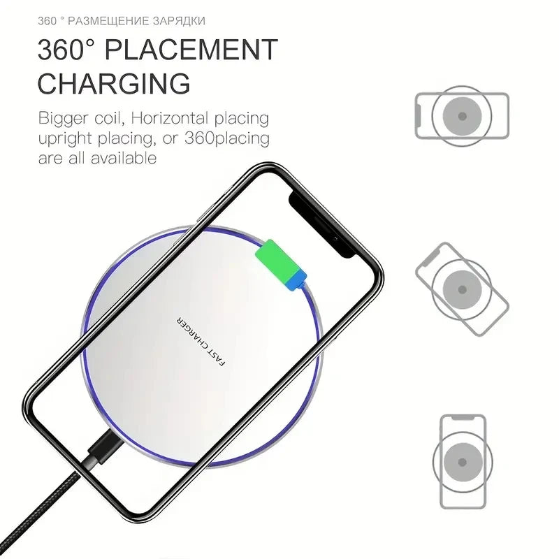 VIKEFON 30W Fast Wireless Charger Pad (Type-C, LED Indicator)