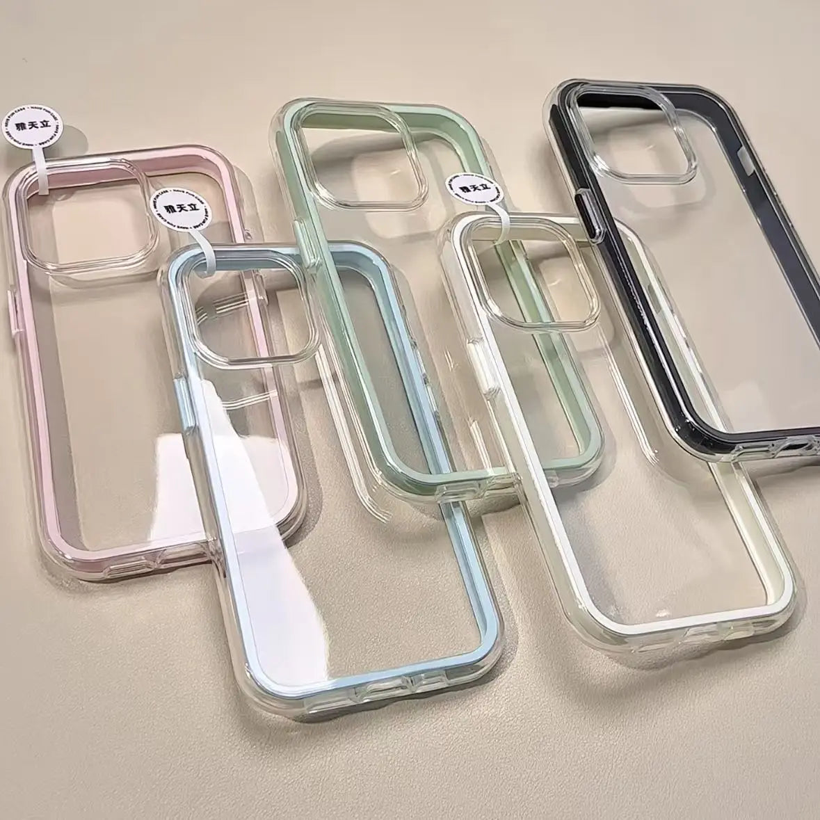 Luxury Candy Color Frame Clear Back Phone Case For iPhone 17 16 15 14 13 12 Pro Max 11 16PLUS 17 Acrylic Shockproof Bumper Cover