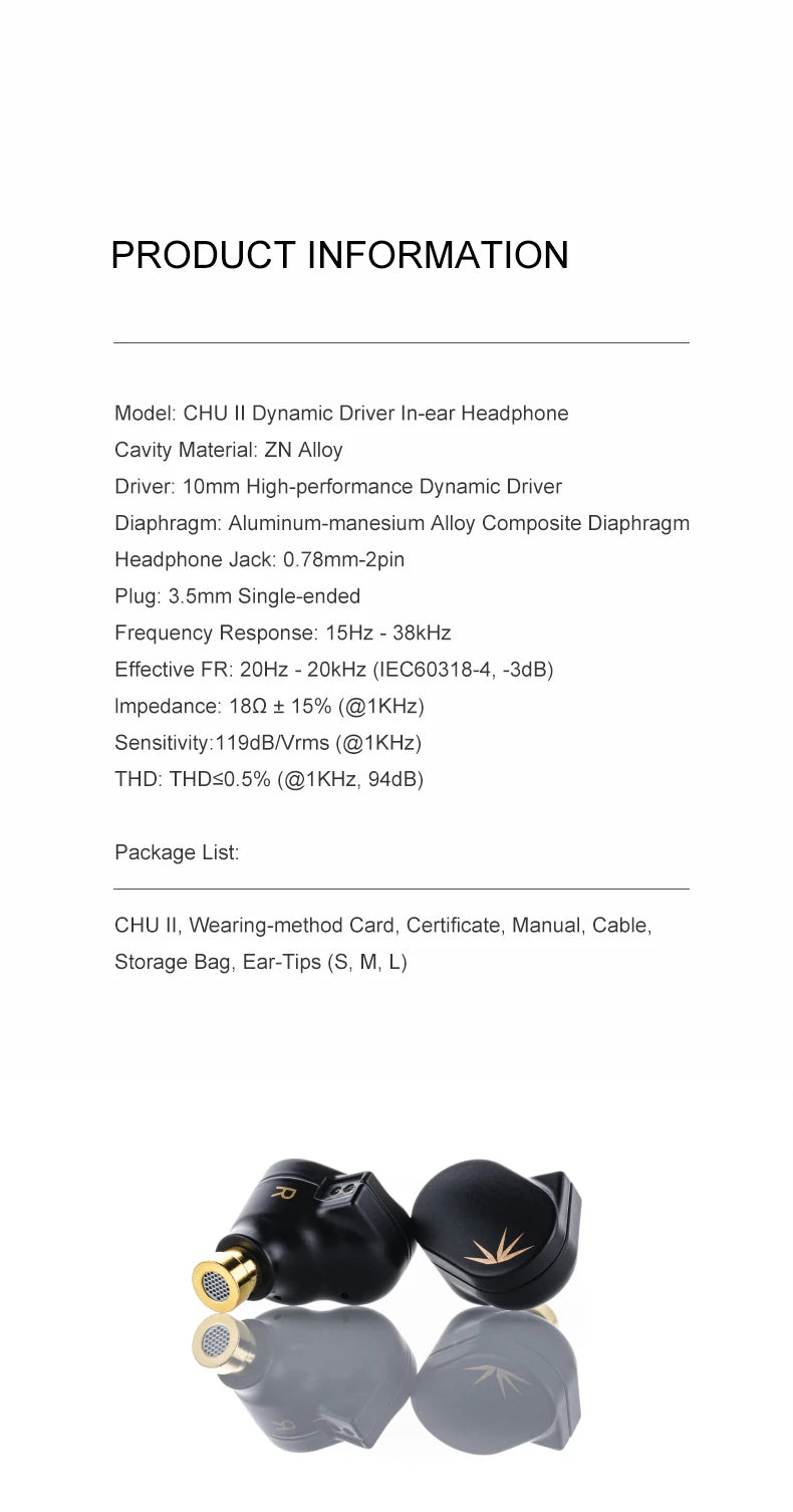MOONDROP CHU II High-Performance Dynamic Driver IEMs | Interchangeable Cable In-Ear Headphones Precision-Tuned • Alloy Cavity • Audiophile-Grade Sound