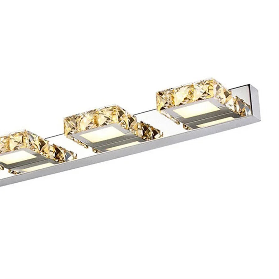 4-Light LED Crystal Vanity Mirror Lamp | Gold Bathroom Wall Light