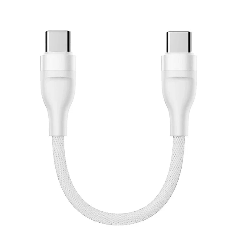 PD60W Type C to Type C Fast Charging Cable 0.25M Short Cable USB C Data Cord for Power Bank Phone Tablet Laptop Portable Charge
