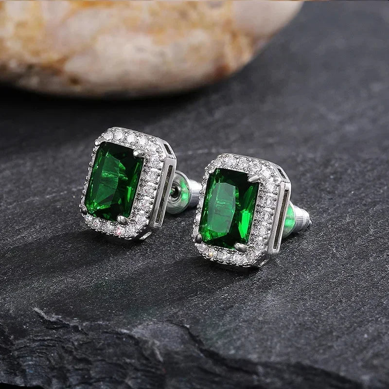 Green Crystal Drop Earrings | Elegant Zirconia Luxury Jewelry for Women