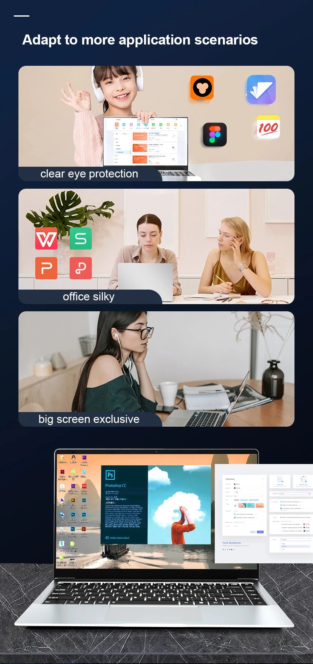 Xia Man 14.1″ Laptop — Intel Atom E3950, 12GB DDR4 RAM, 1TB SSD, Full HD 1080P IPS Display, Windows 11 Pro, Lightweight Office Notebook