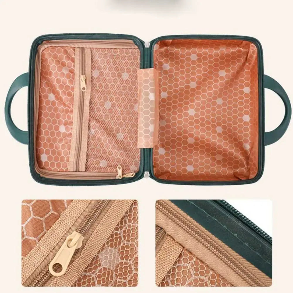Hot Cosmetic Box 14 inch Mini Travel Suitcase Cosmetic Box Hand Luggage Organizer Makeup Case Small Password Box Boarding Case
