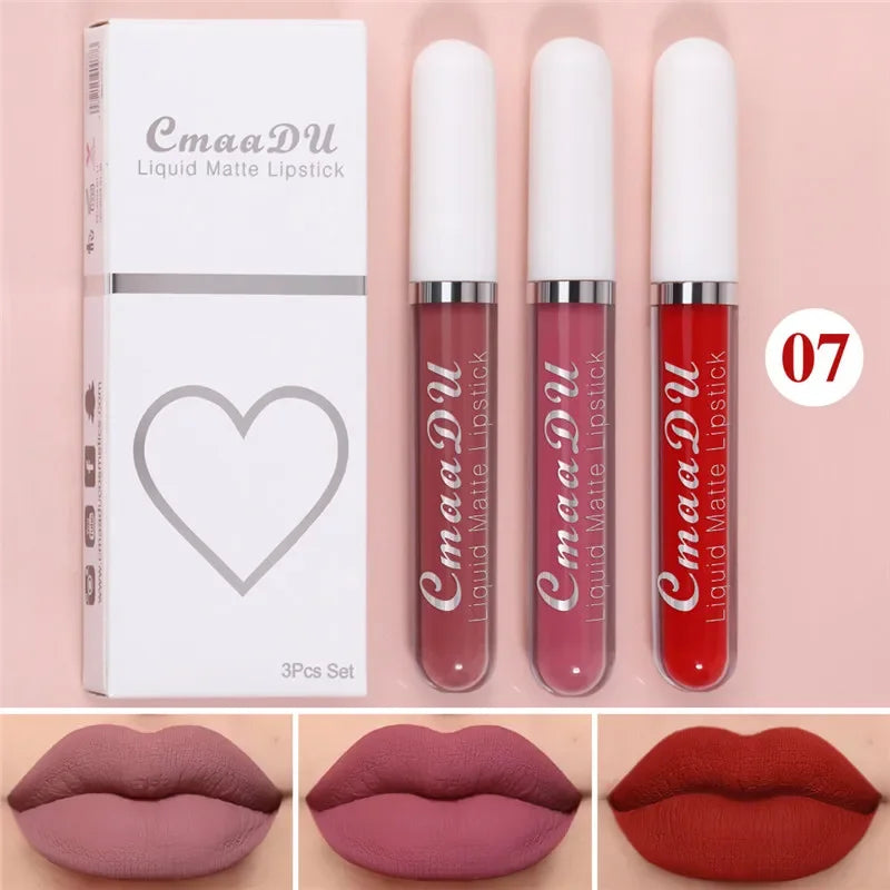6 Colors/Set Fashion Matte Lip Gloss Sets Natural Moisturize Waterproof Lasting Velvet Sexy Red Liquid Lipstick Beauty Cosmetic