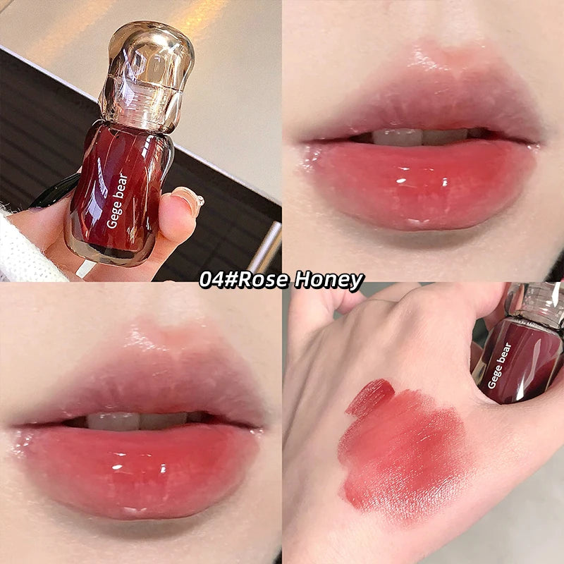 Gege Bear Crystal Lip Balm Moisturizing Lip Gloss Oil Jelly Lipgloss Long Lasting Liquid Lipstick Hydrating Tinted Lip Makeup