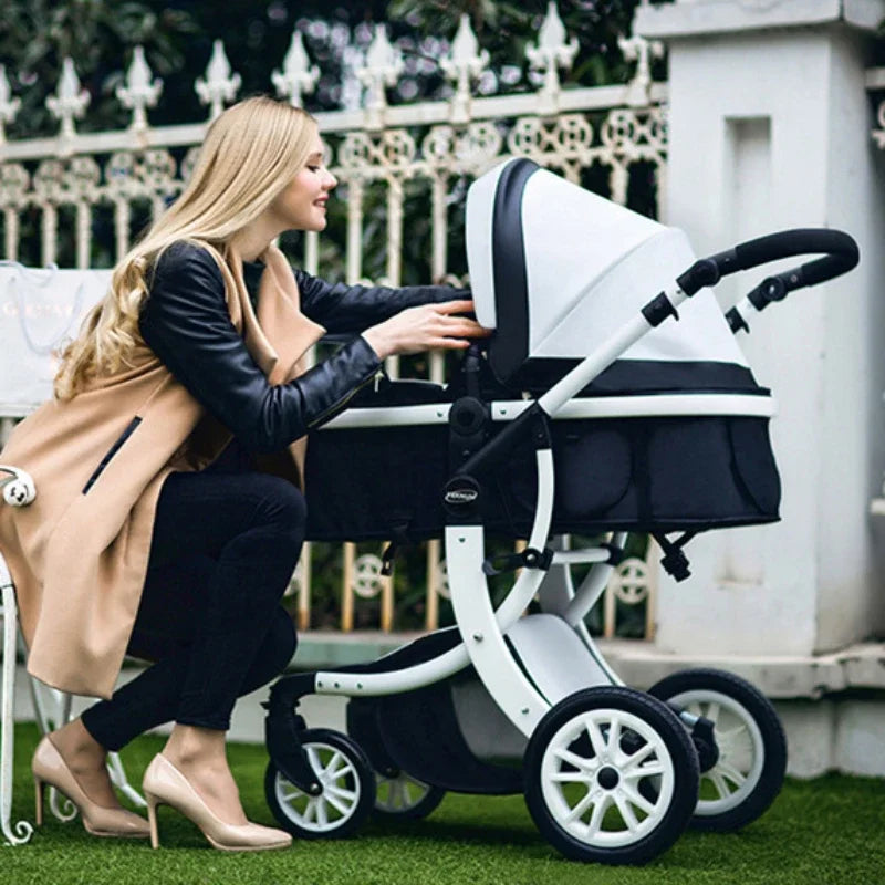 Portable Luxury Baby Stroller Two-in-one Baby Stroller,Lightweight and Foldable High-view Baby Stroller  Adjustable Armrests