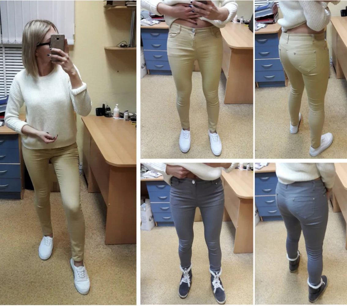 Casual Stretchy jeans for Women  White SKinny Pants Jeans Stretchy Spring Denim Pants Butt Lifting Denim Leggings
