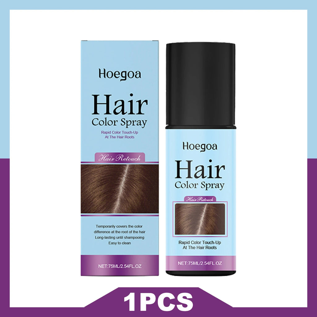 HOEGOA Once Hair Coloring Spray Light/Dark Brown Black  Long-lasting Covers Color Difference Easy to Wash Convenient Touch-up