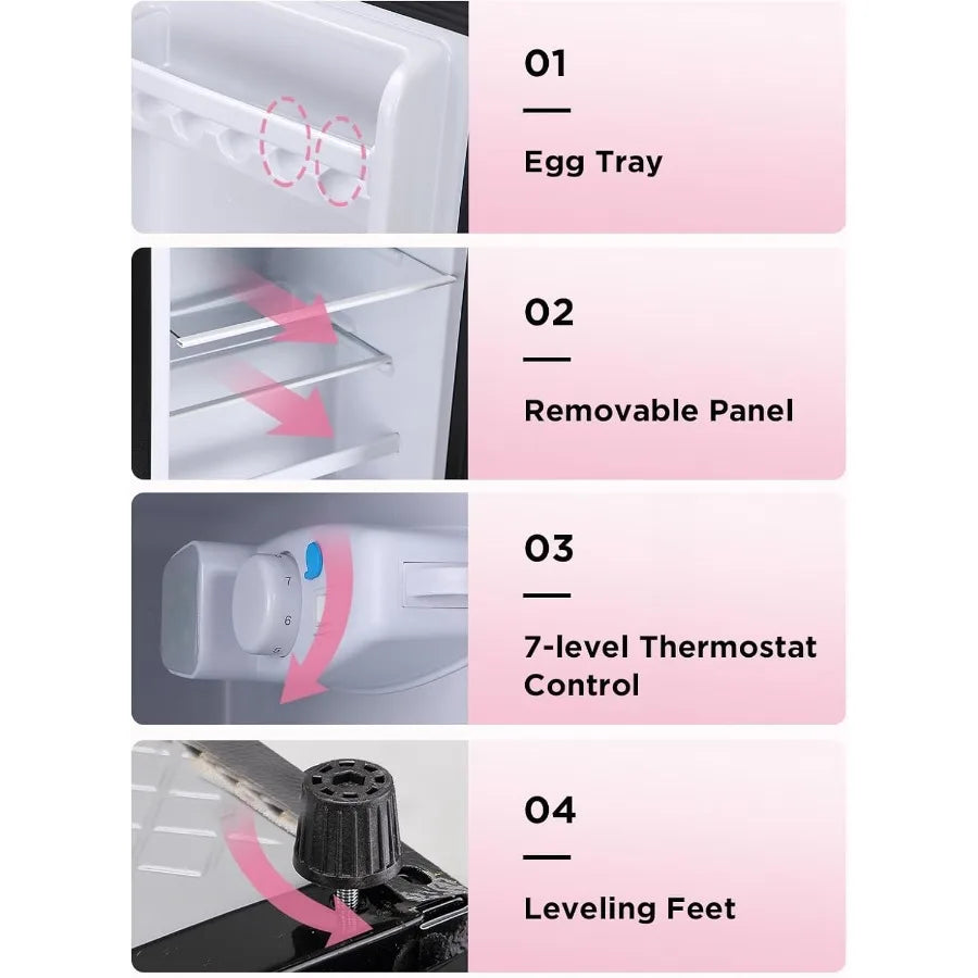 3.5 Cu.Ft Compact Refrigerator with Freezer 2Door Mini Fridge Featuring Adjustable Thermostat for Dorm Office Bedroom RV Use Bl