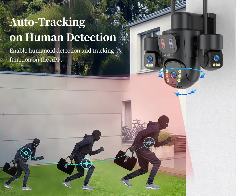 LS VISION AOV/PIR 3-Screens Solar Camera Optical Zoom Outdoor