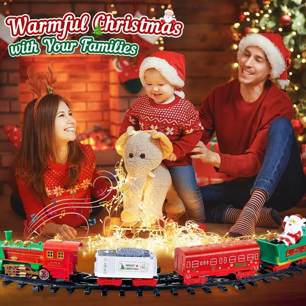 VATOS Hanging Christmas Train Set Toy Light and Sound Train Around Christmas Tree Decoration Gift Indoor Home Toys for Kids