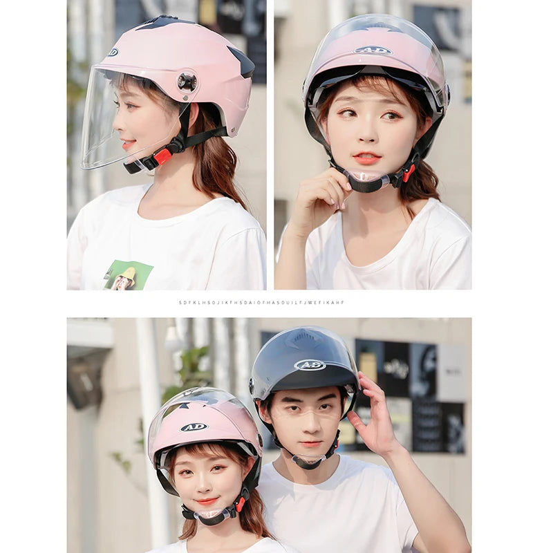 Motorcycle Helmet with LED Lights | Adjustable Electric Scooter & Moped Half Helmet for Men and Women