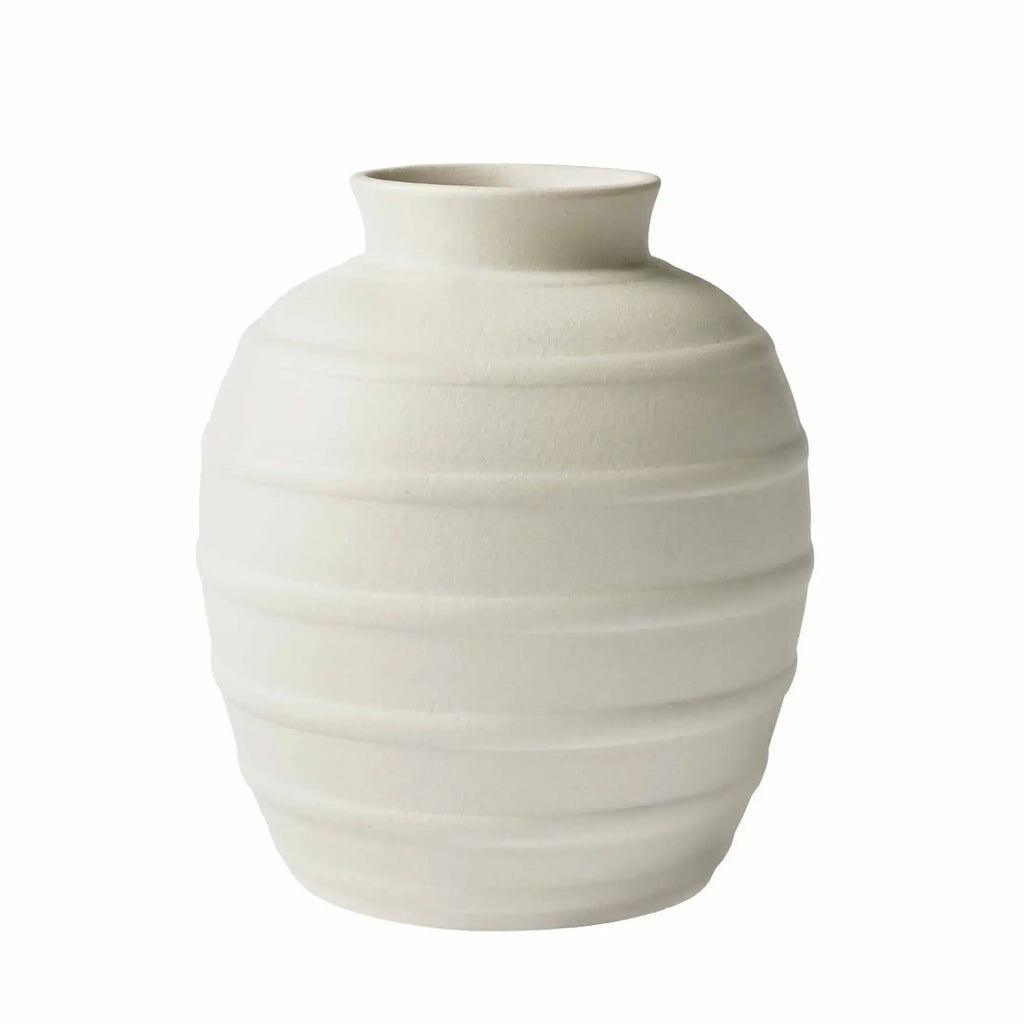 Better Homes & Gardens Textured Ribbed Ceramic Vase, 8", White