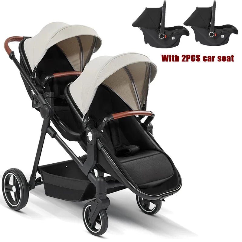 Twin Stroller with Car Seats. Can Be Taken on Board An Airplane. , Can Be Disassembled Into A Lightweight Baby Stroller