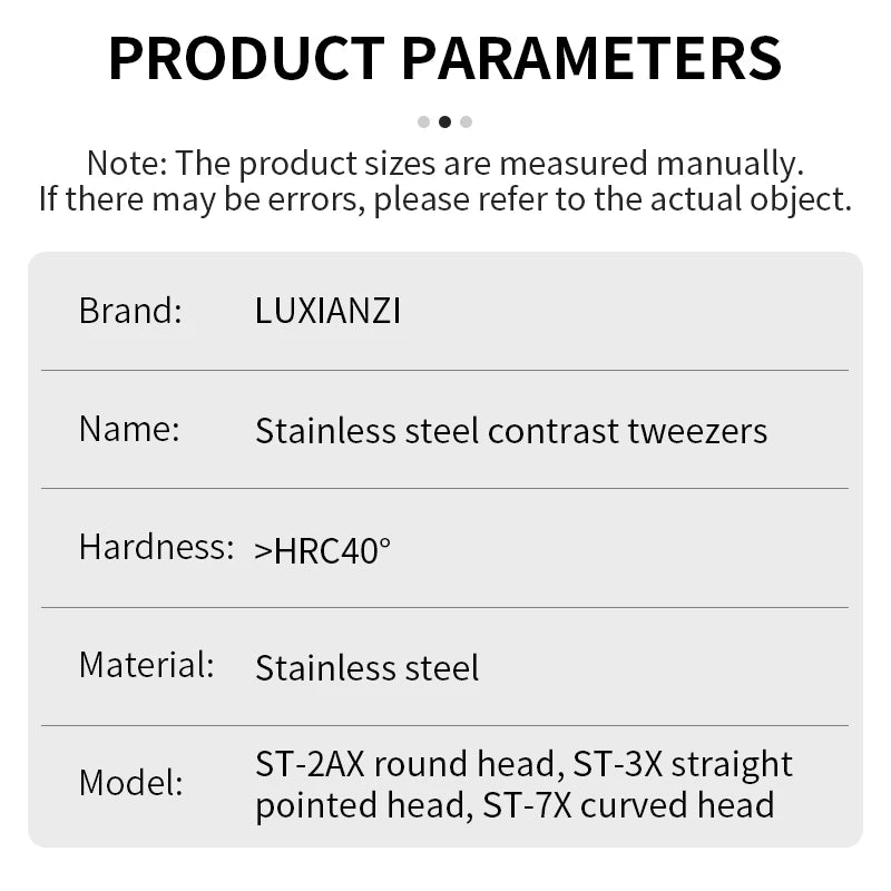 LUXIANZI Stainless Steel Reverse Tweezers Anti-Static Industrial Tweezers Acid Resistant Non-magnetic Precision Forceps Tools