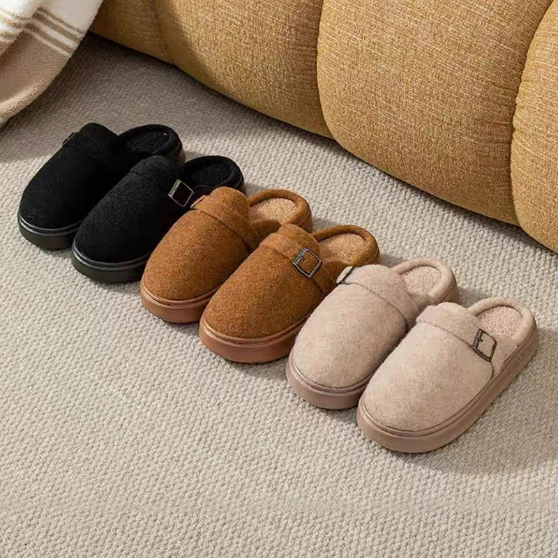 Winter Women's Slippers Home Plush Luxury Designer Woman Shoes Indoor Fluffy Fashion Platform Fuzzy Fur Slides Elegant Flat Soft