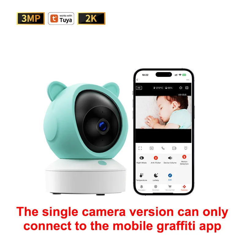 DANMINI 5" Tuya Smart Baby Monitor | 2K HD WiFi Remote Camera