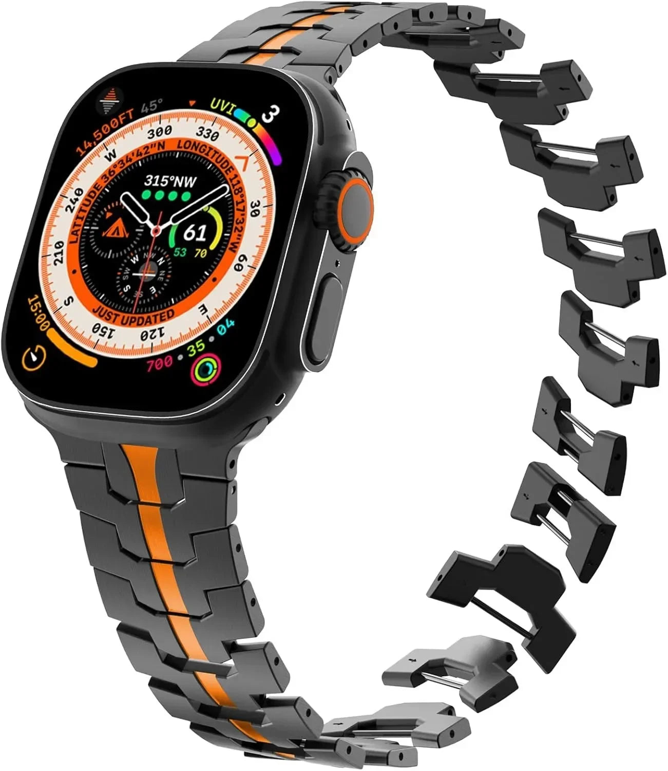 Jaytop Stainless Steel Watch Band + Case for Apple Watch (Ultra / Series 10–4 & SE) — Butterfly Buckle